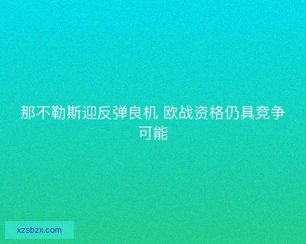 那不勒斯迎反弹良机 欧战资格仍具竞争可能